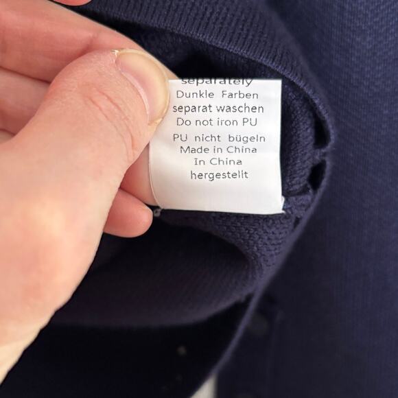 Kancy Kole Navy Blue Sweater Blazer Medium 3-button pockets collar *small flaw - Picture 9 of 9